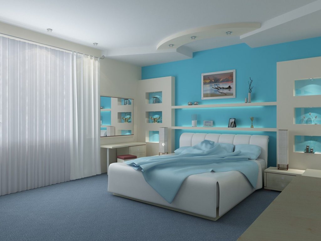 Modern Blue Bedroom 1024x768