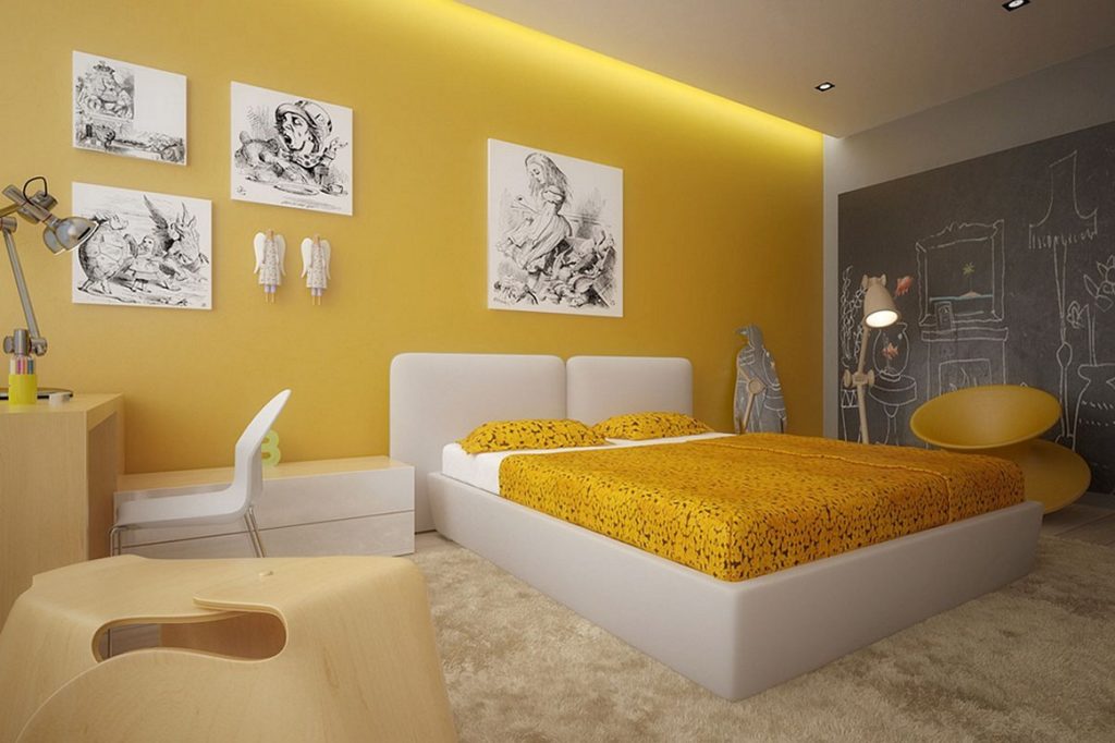 Yellow And Gray Bedroom Pictures 1024x682